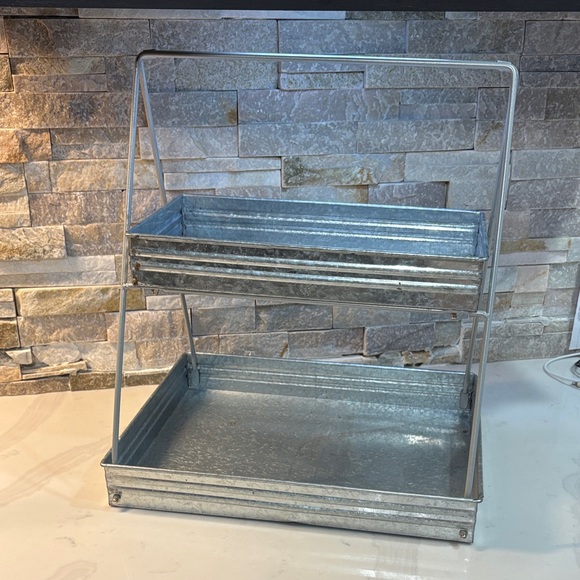 Galvanized Metal Two-Tiered Rack - Picture 1 of 3